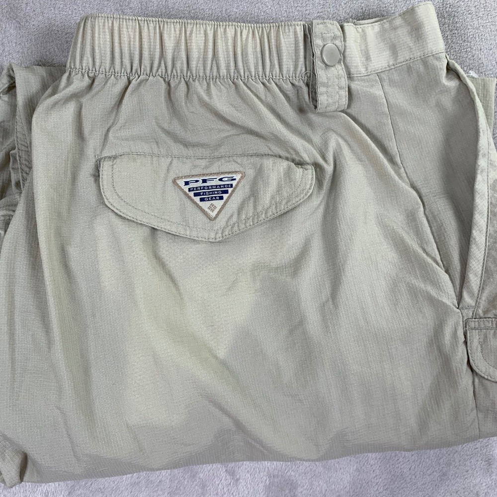 Columbia PFG Convertible Cargo Pants Mens 3X Beige Fishing Zip Off Hiking FS8280